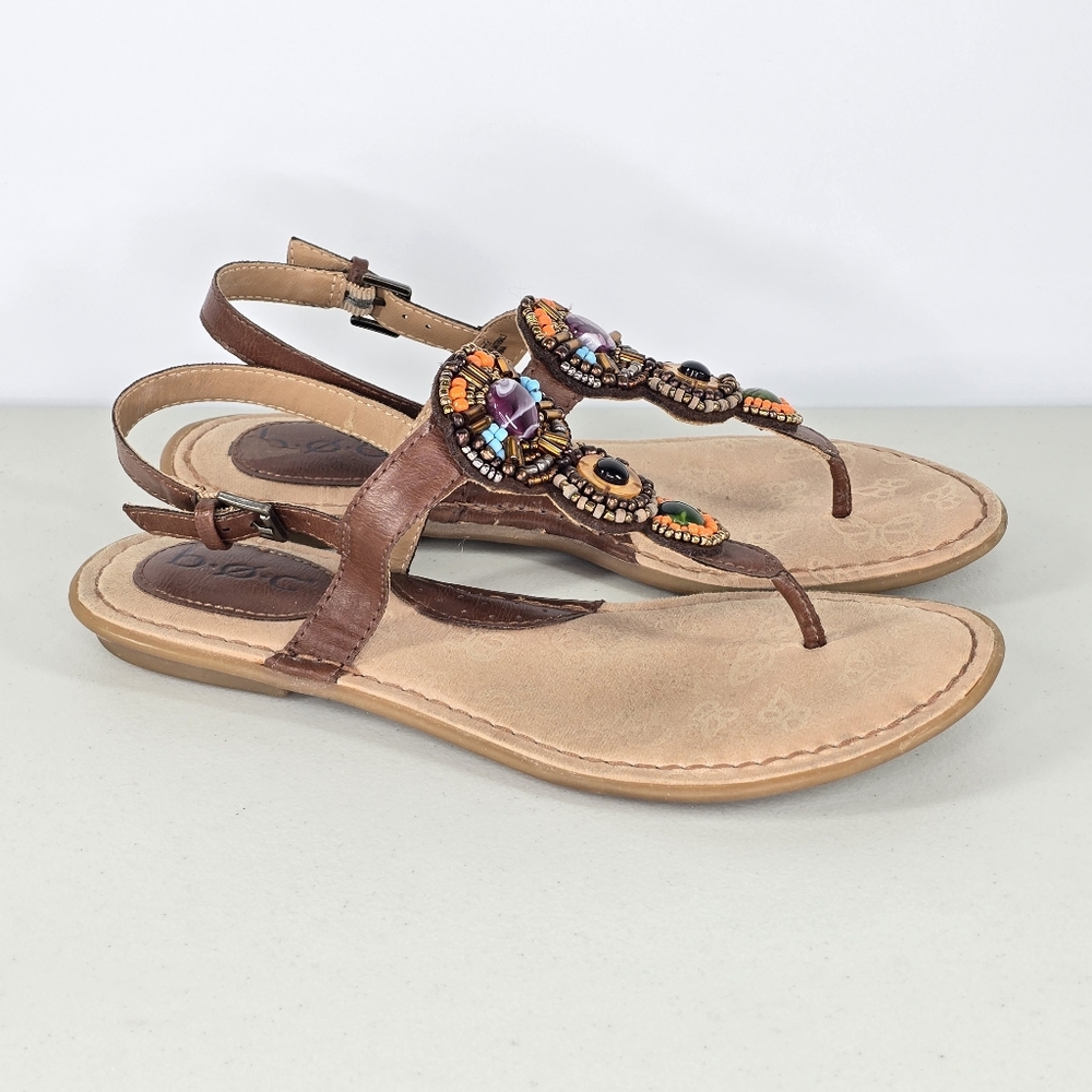 b.ø.c Beaded Slingback Sandals Embellished Boho Artisan Size 7 - Picture 6 of 11